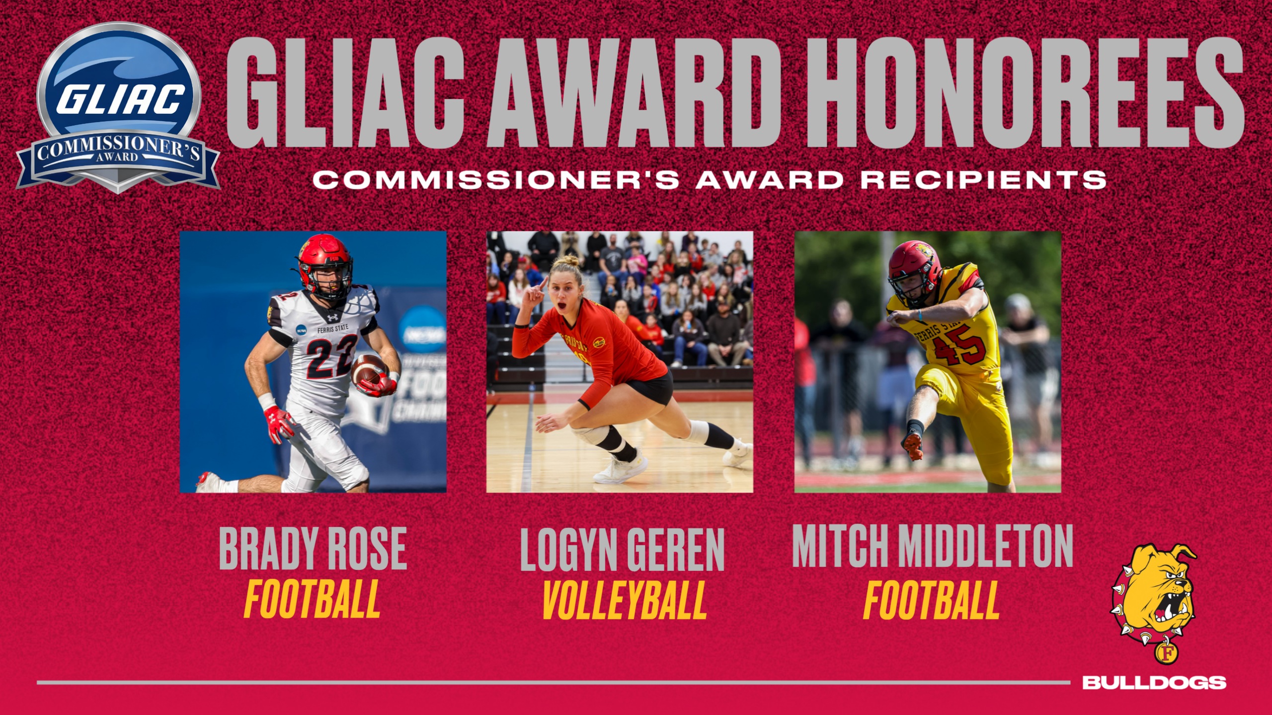 Three Ferris State Fall Student-Athletes Receive GLIAC Commissioner's Award Recognition