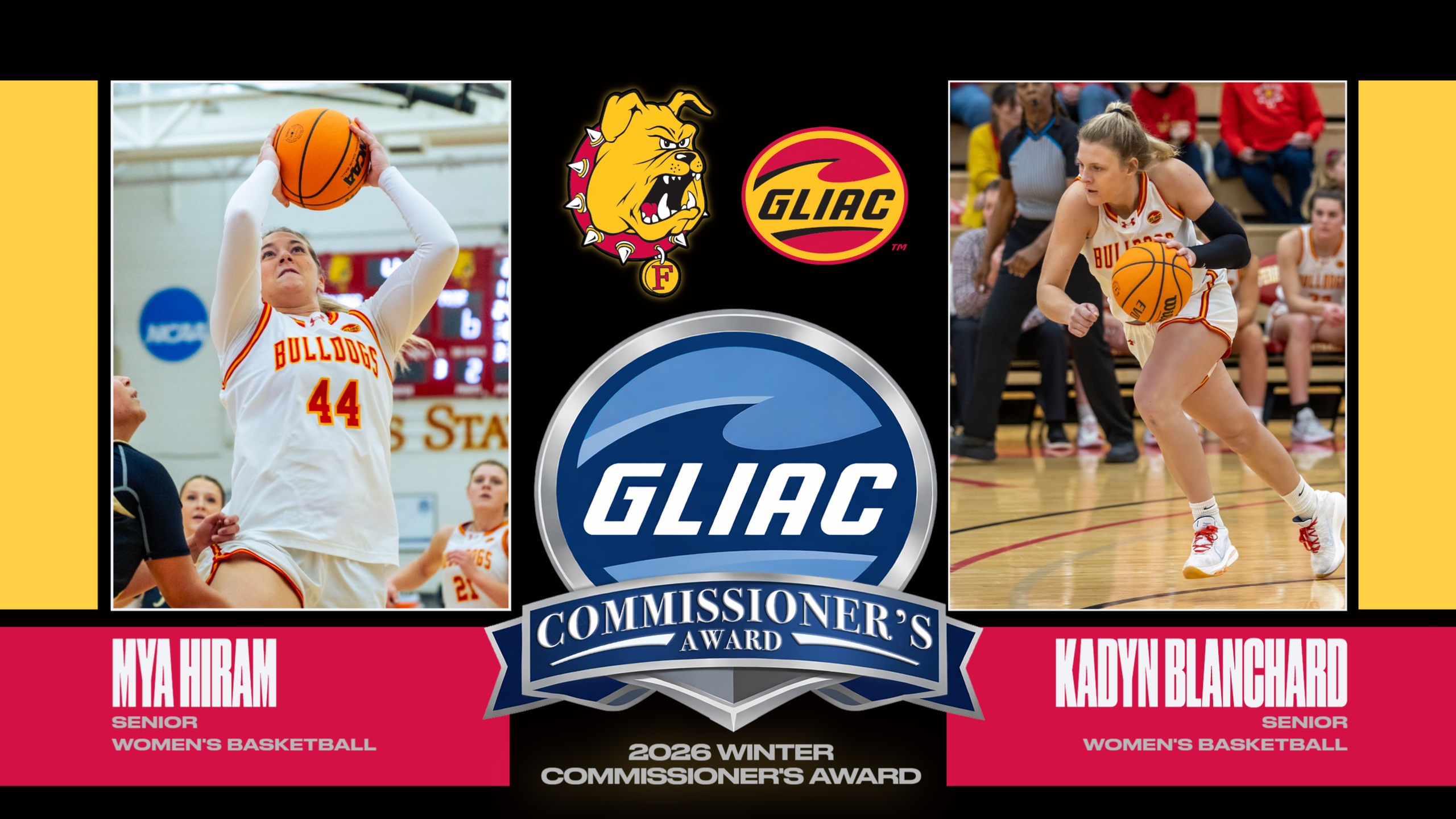 Two Ferris State Women's Basketball Standouts Earn GLIAC Commissioner's Award Recognition