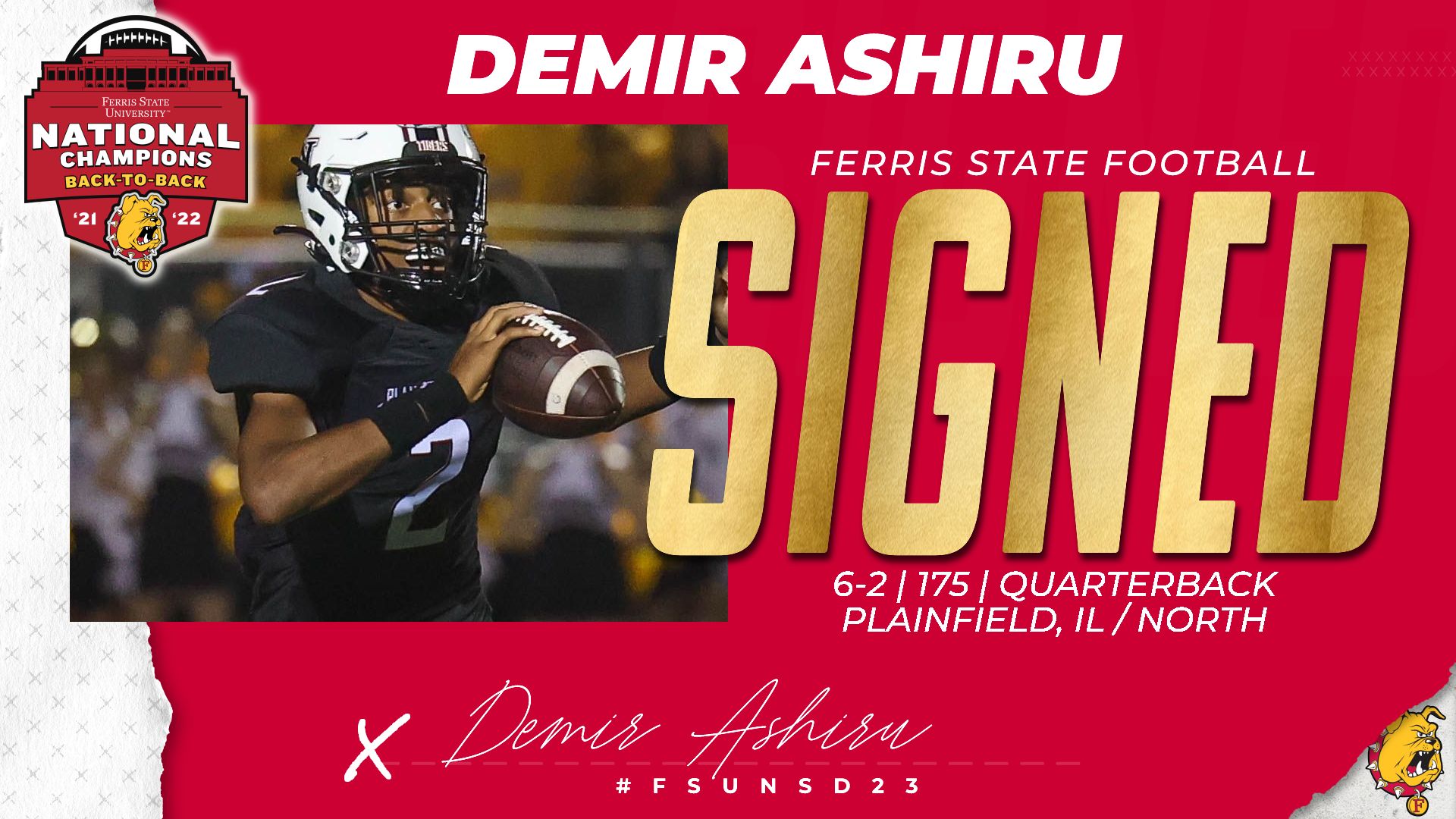 2023 Ferris State Football Signee: Demir Ashiru
