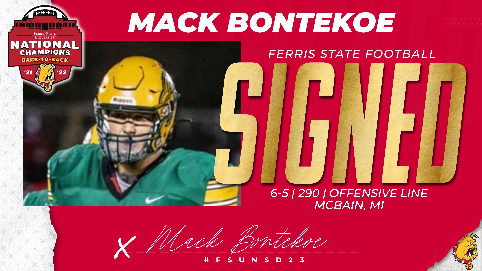 2023 Ferris State Football Signee: Mack Bontekoe