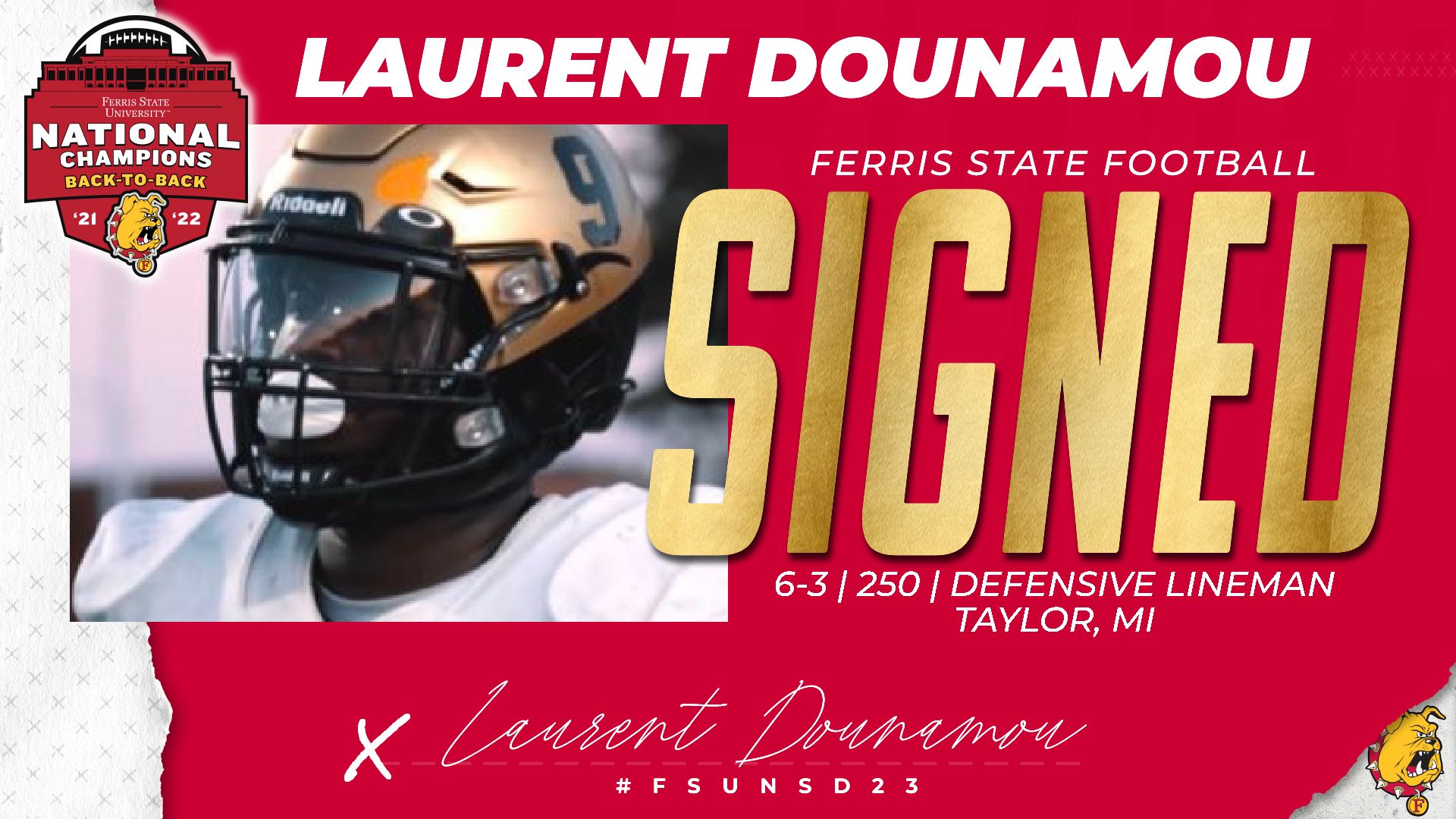 2023 Ferris State Football Signee: Laurent Dounamou