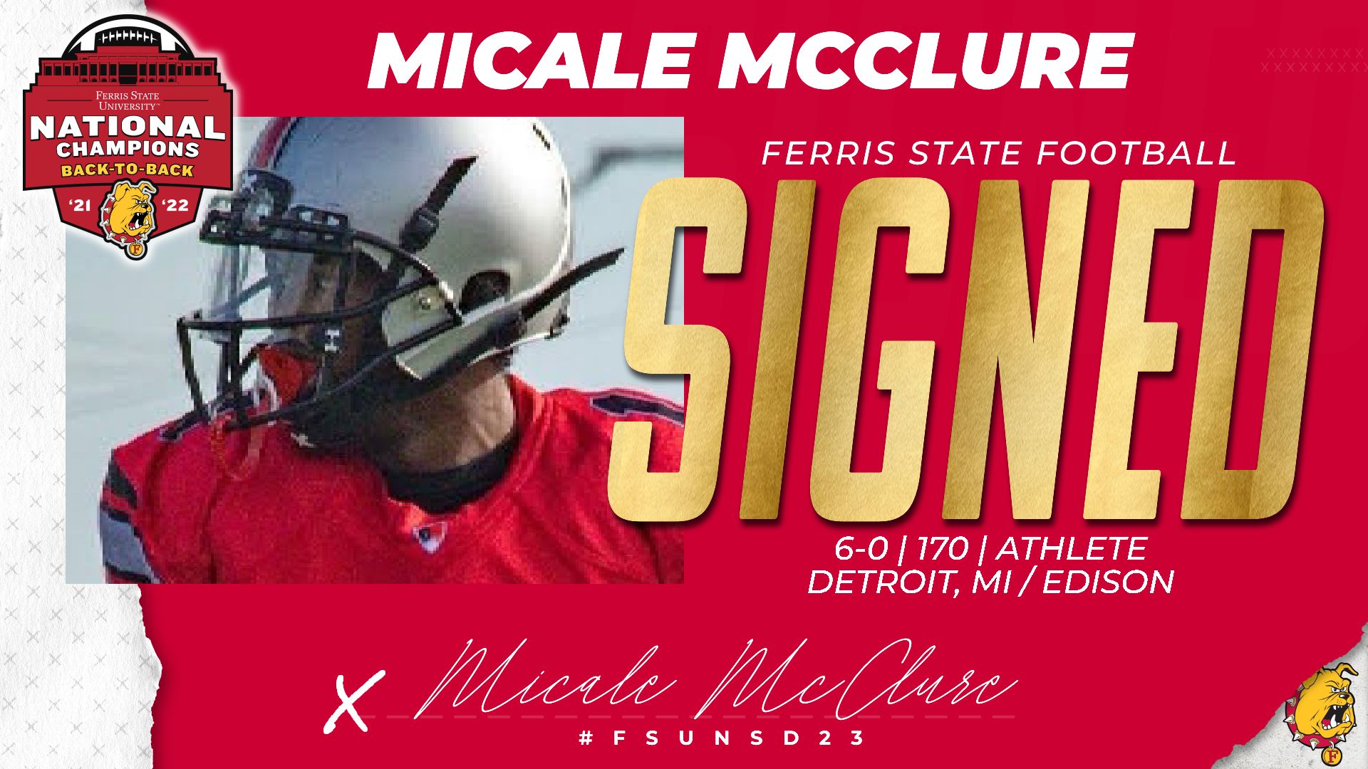 2023 Ferris State Football Signee: Micale McClure