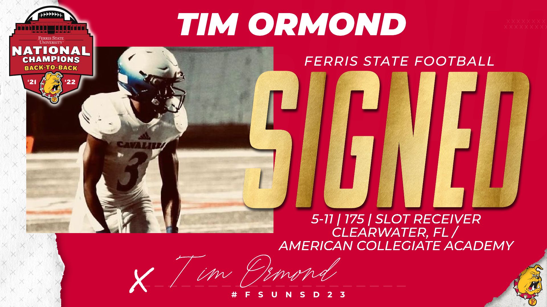 2023 Ferris State Football Signee: Tim Ormond