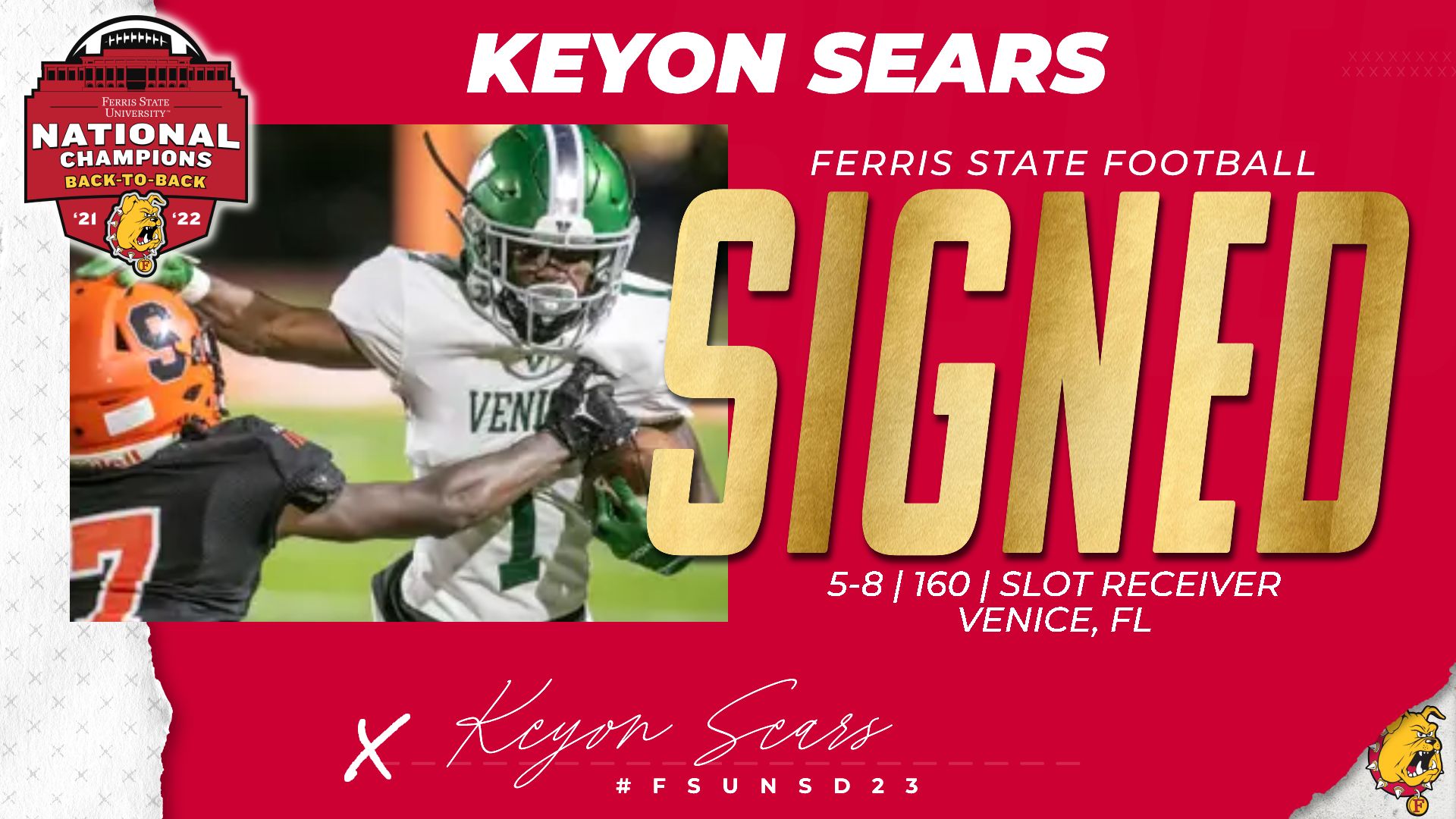 2023 Ferris State Football Signee: Keyon Sears