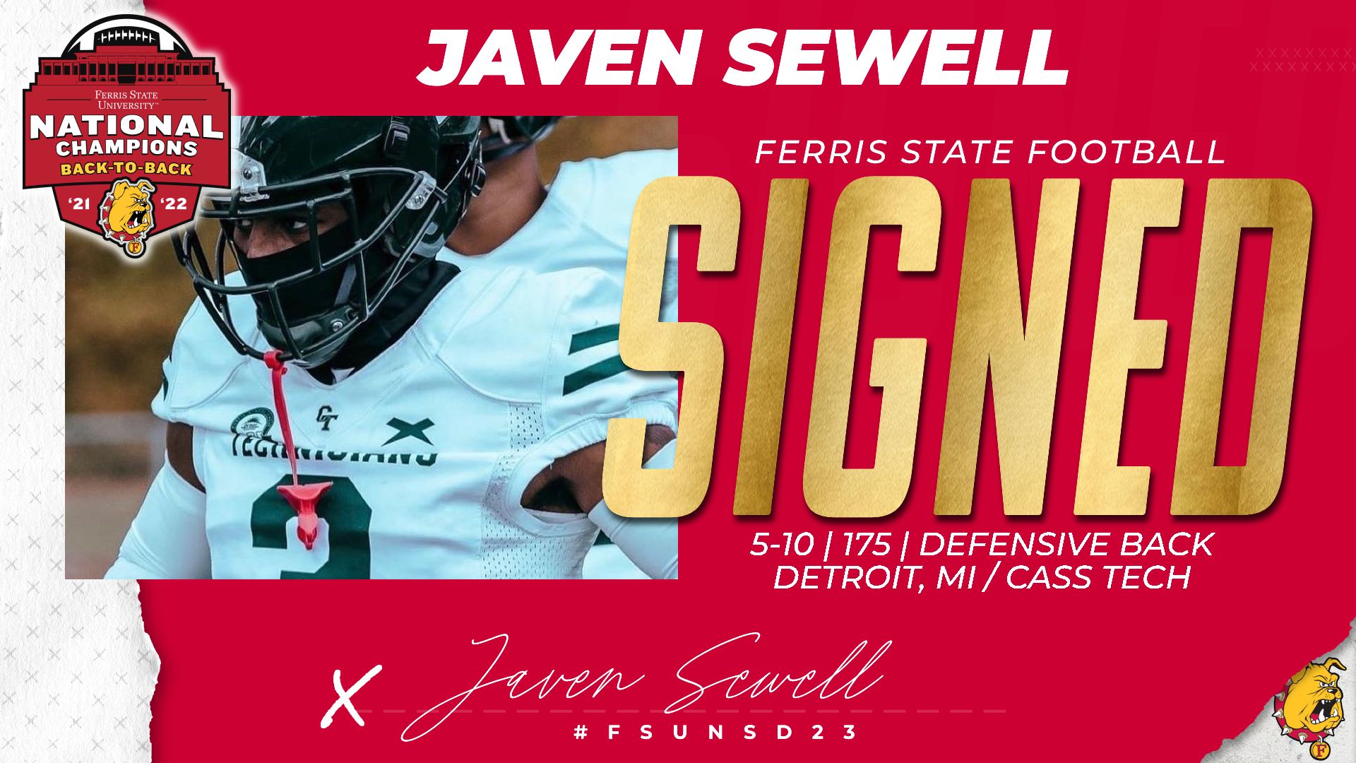 2023 Ferris State Football Signee: Javen Sewell