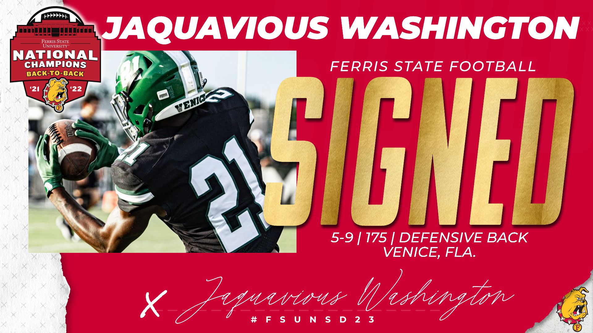 2023 Ferris State Football Signee: Jaquavious Washington