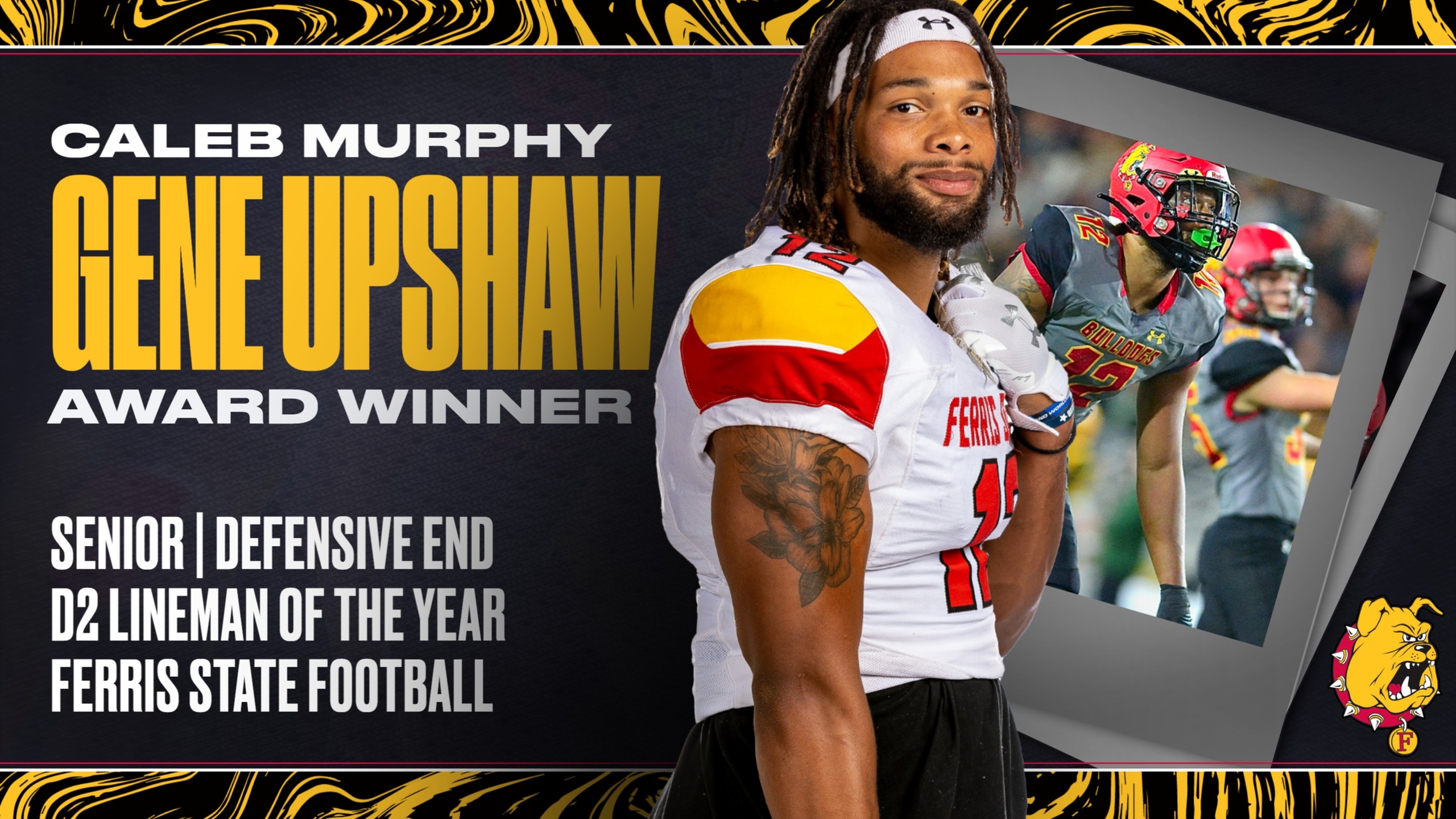 AWESOME! Ferris State's Caleb Murphy Becomes Third-Straight Bulldog To Win Gene Upshaw D2 Lineman Of Year Honor