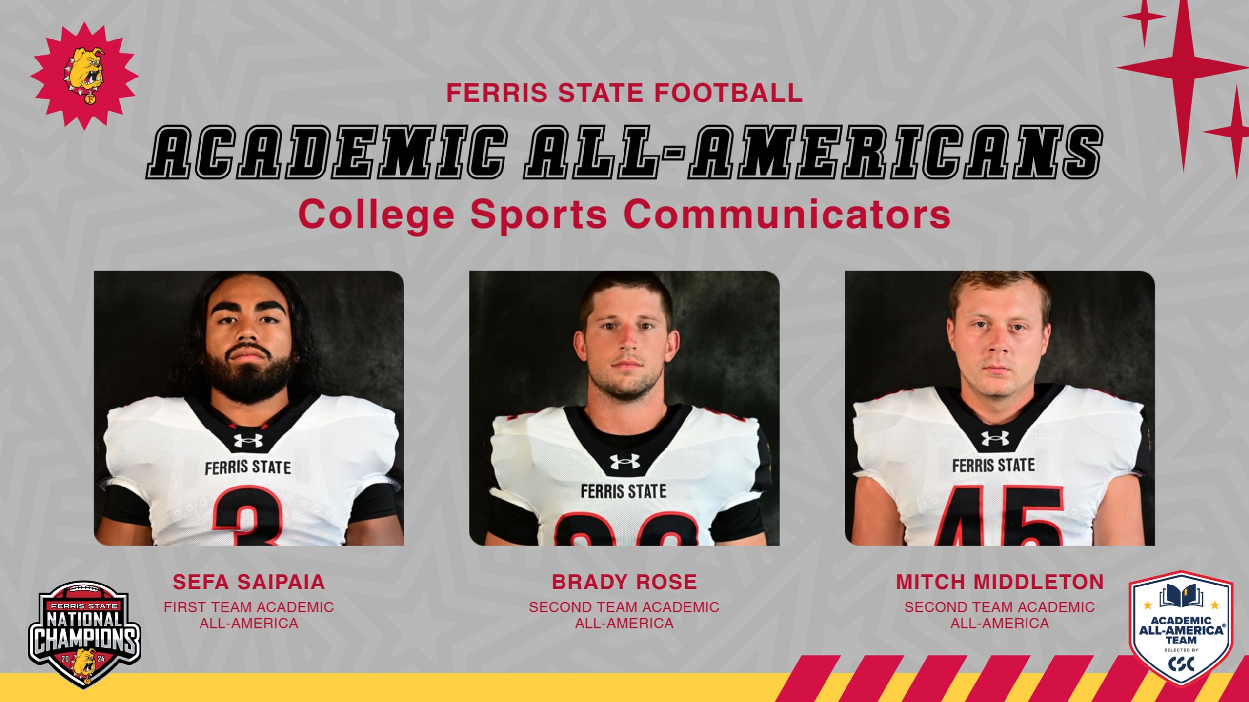 Three Ferris State National Champions Earn Academic All-America Honors! Dawgs Lead GLIAC and Among Nation's Best