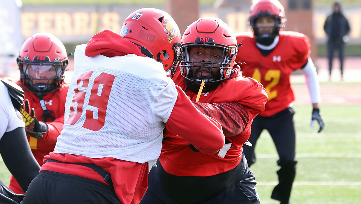 Ferris State's Deron Irving-Bey Stands As One Of The Big Men In The Middle Of Imposing Defensive Front