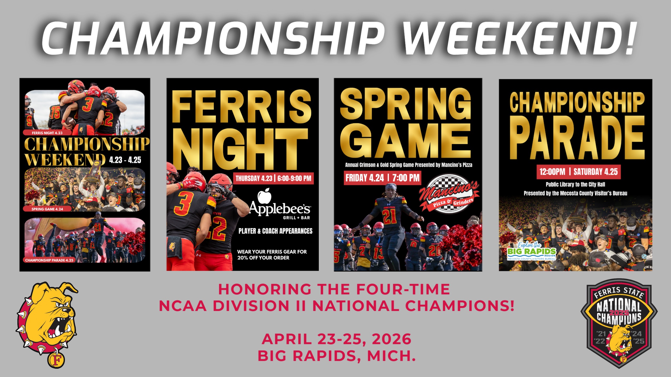 Special "Championship Weekend" Set For April 23-25 Honoring Ferris State Football