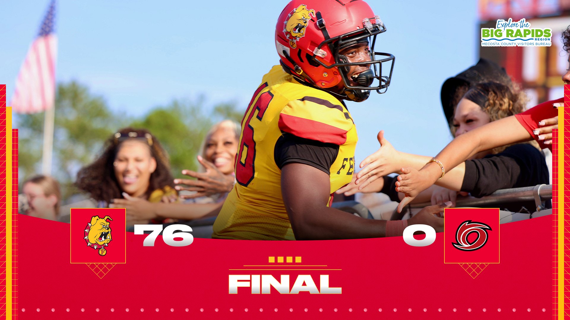 Ferris State Dominates Rio Grande In Decisive 76-0 Homecoming Win