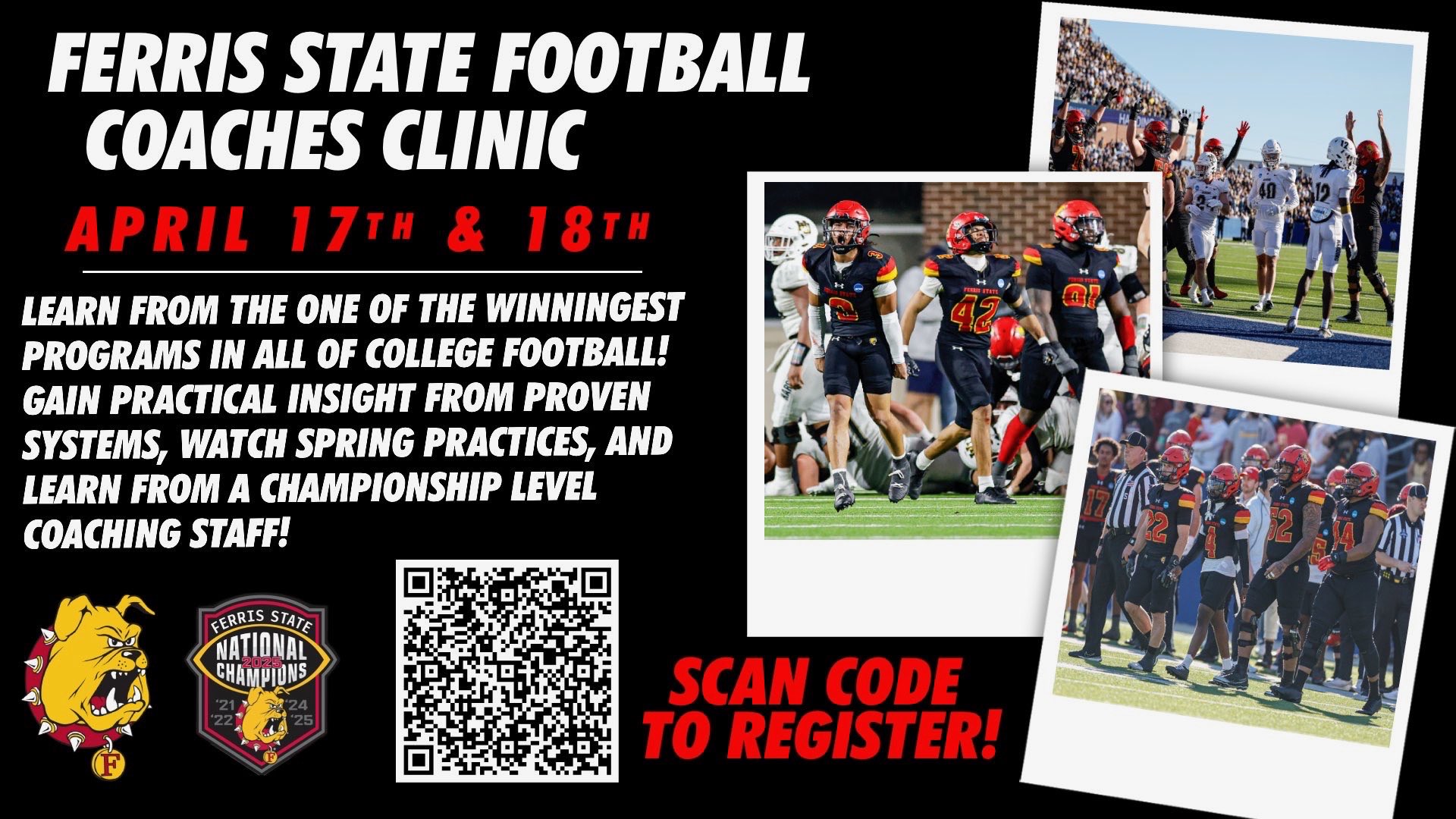 UPDATED INFO: 2026 Ferris State Football Coaches Clinic! Info & Registration Details