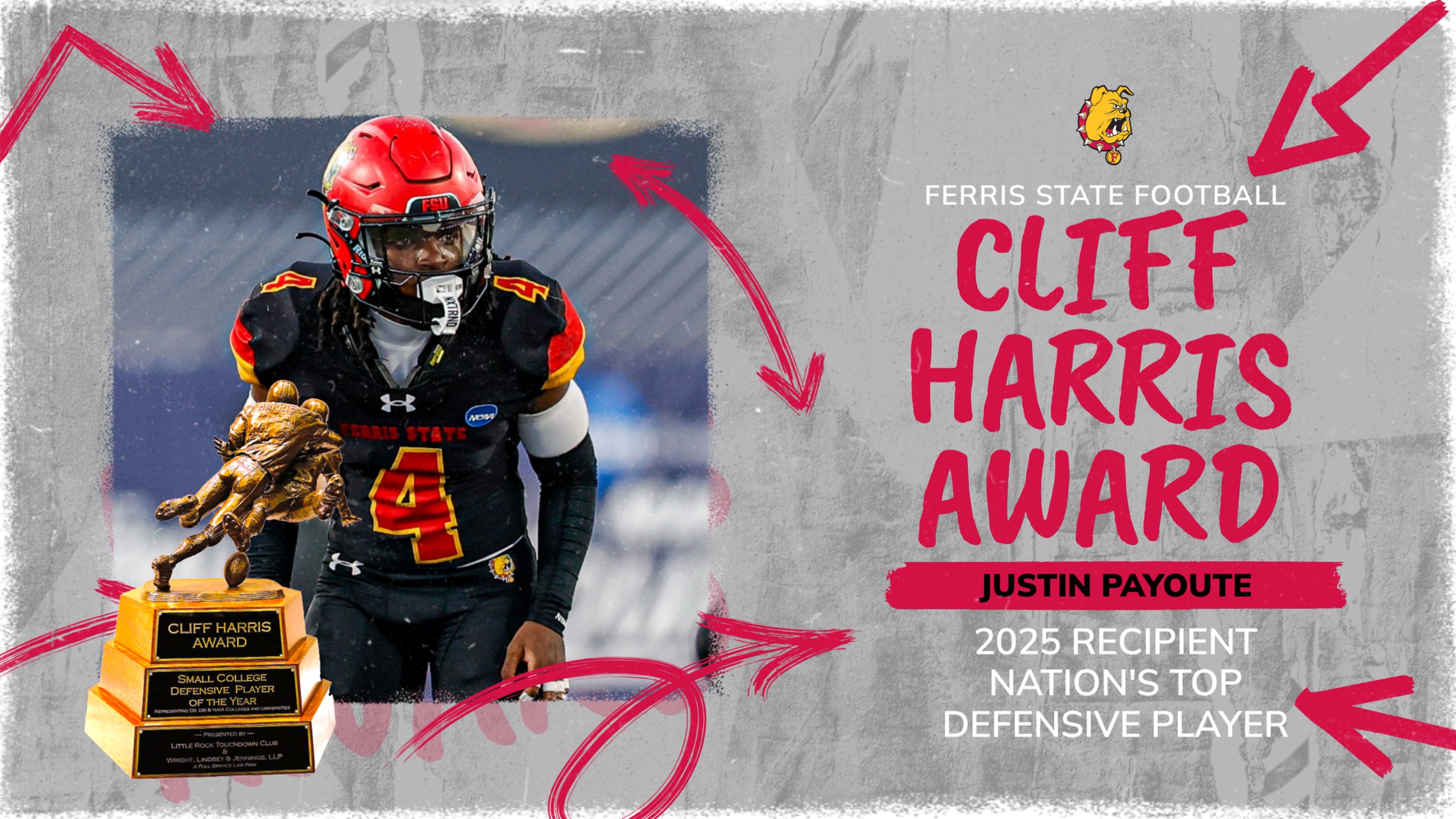 CLIFF HARRIS AWARD WINNER! Ferris State's Justin Payoute Honored As Nation's Top Defensive Player