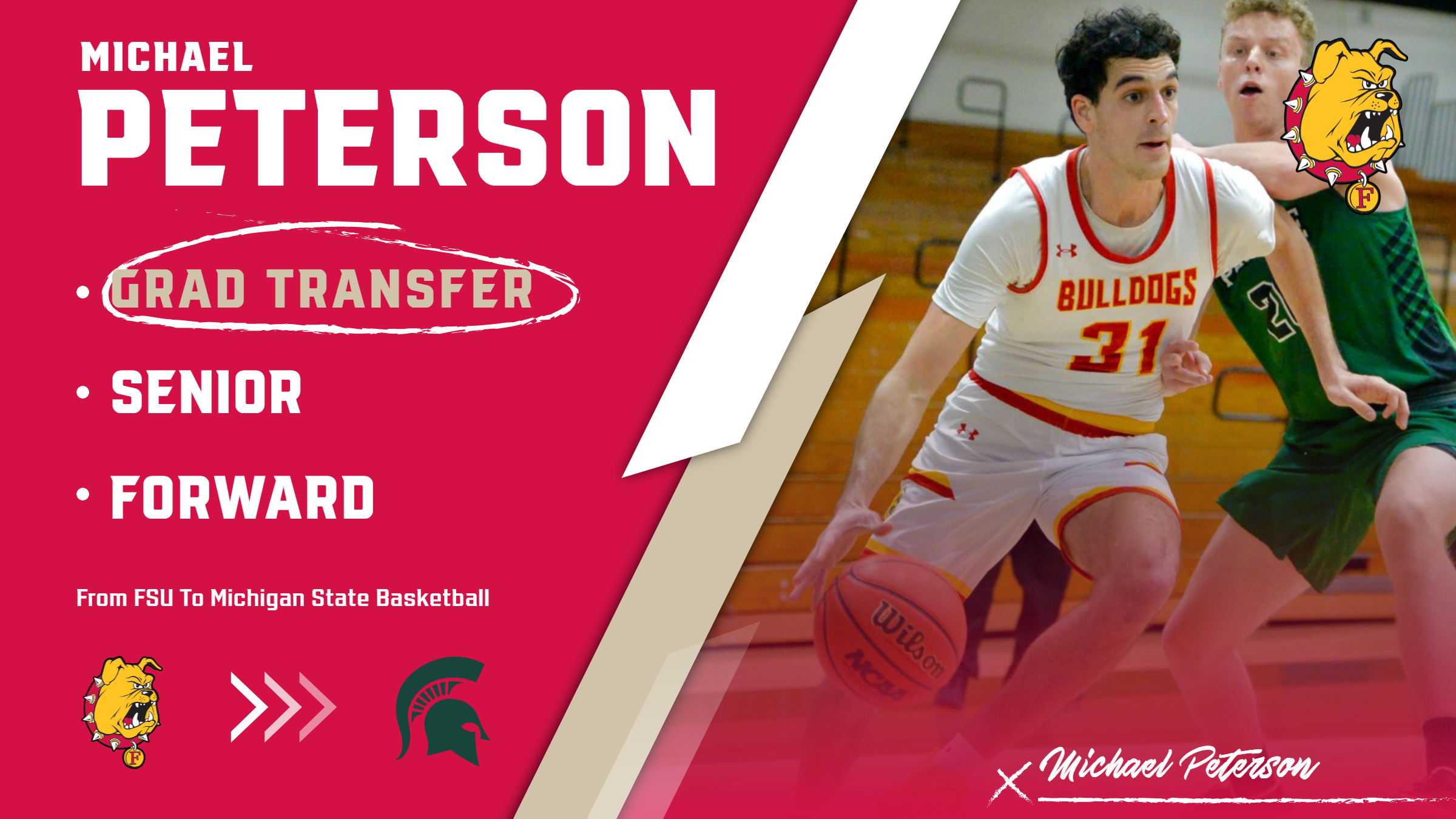 Ferris State's Michael Peterson Graduates To New Opportunity At Michigan State