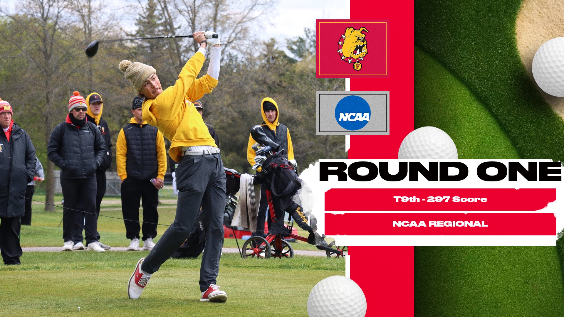 Ferris State Men's Golf Tied For 9th After Day One In Tight Battle At NCAA Midwest/Central Super Regional