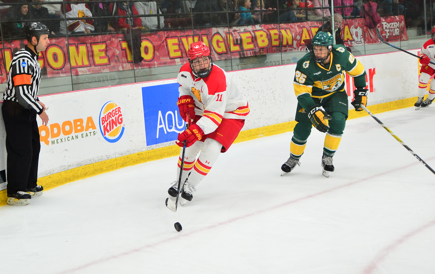 Bulldogs Outshoot Wildcats In Front Of Large Crowd But Fall In WCHA Opener