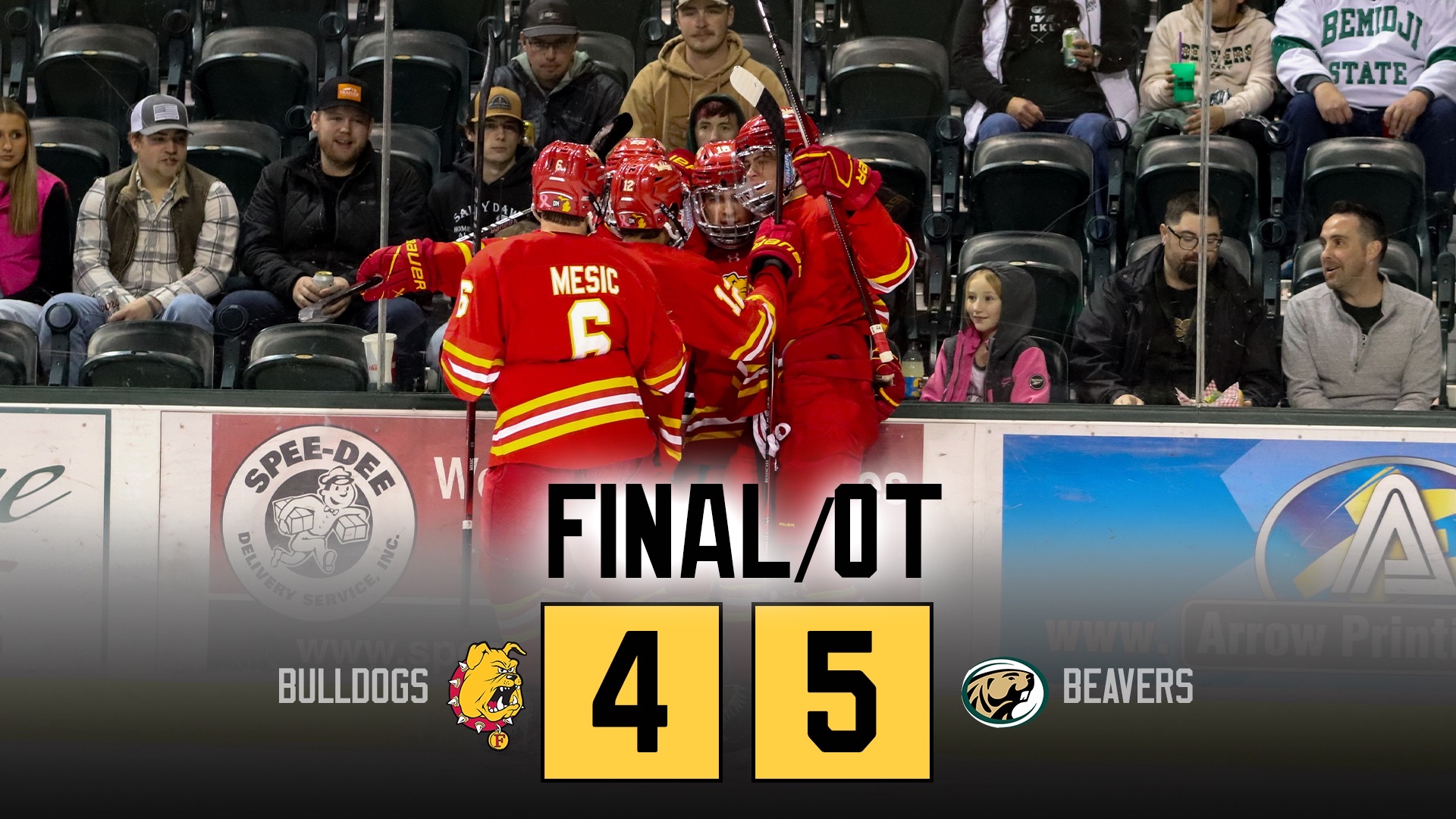 Bulldog Hockey Falls in Overtime to Bemidji in Game 1 of CCHA Mason Cup Quarterfinals