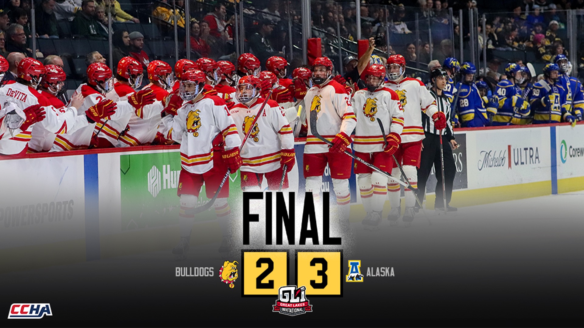 Bulldog Hockey Suffers 3-2 Setback Against Alaska at GLI