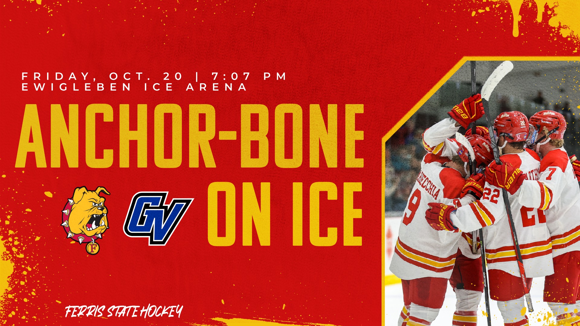 Ferris State Hockey Hosts GVSU In Anchor-Bone On Ice This Friday Night