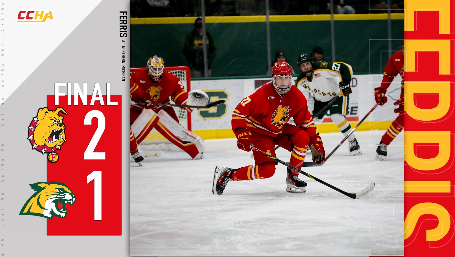 Bulldog Hockey Sweeps Northern Michigan with 2-1 Victory Saturday