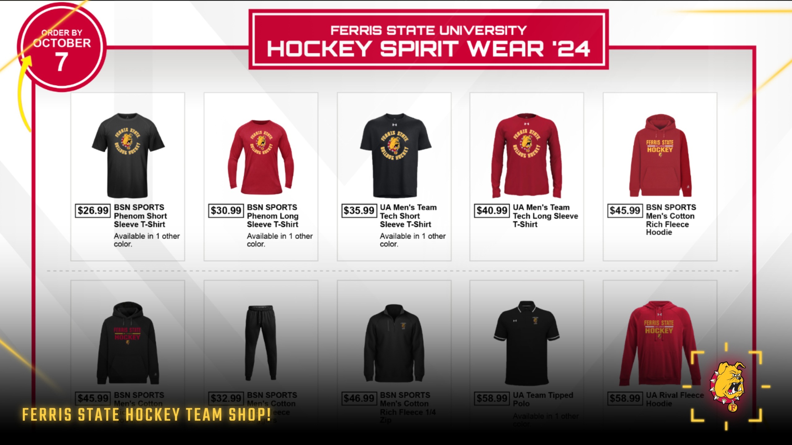 LAST CHANCE! Order Official Ferris State Hockey Team Gear Now - Store Closes Oct. 10
