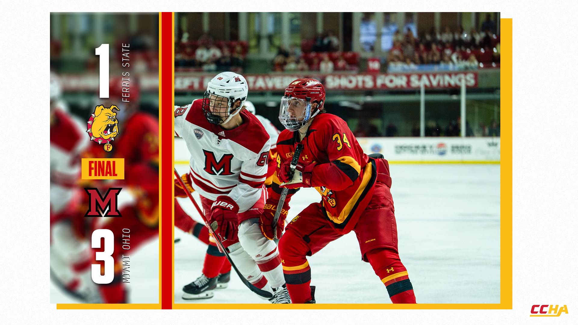 Ferris State Hockey Suffers 3-1 Setback at Miami (Ohio) to Conclude Opening Weekend Series