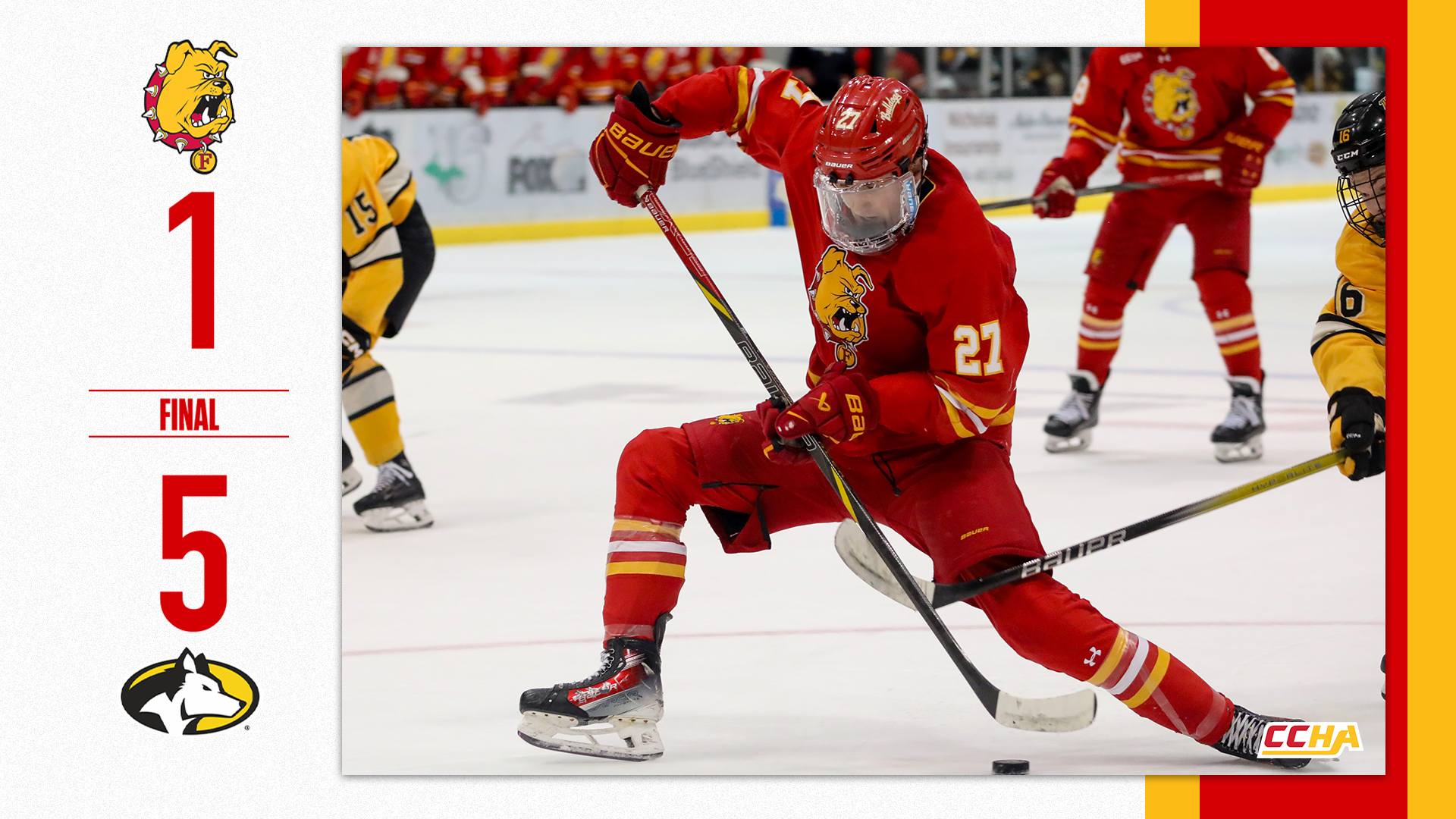 Ferris State Hockey Suffers 5-1 Setback Against Michigan Tech in CCHA Opener
