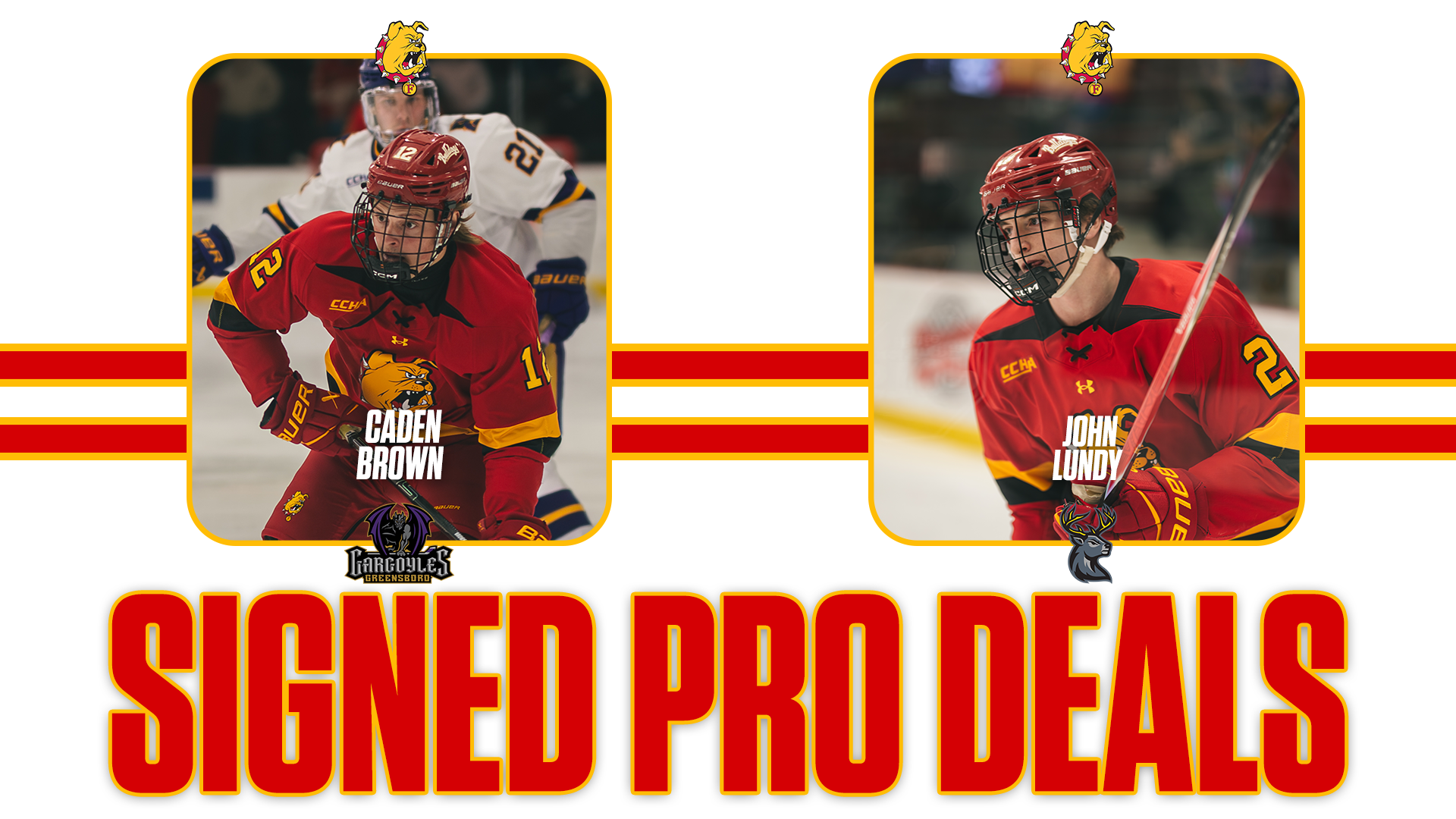 Bulldog Hockey&rsquo;s Caden Brown and John Lundy Ink ECHL Deals