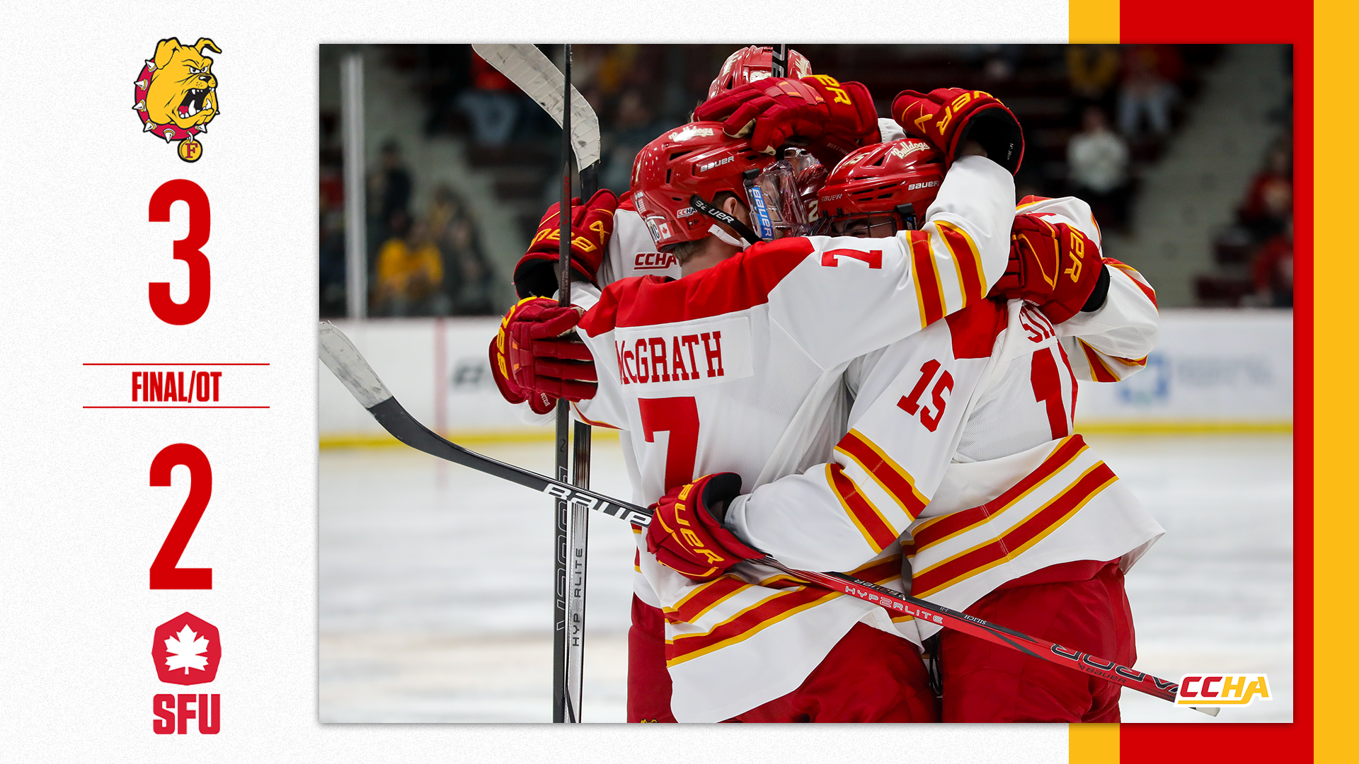 Mesic Scores in Overtime and Helps Ferris State Hockey to Exhibition Win Over Simon Fraser